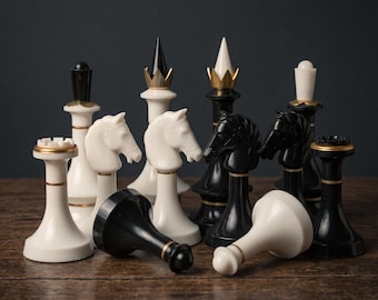 Soviet Chess Set Pieces Only, No Board | Unused 1980s USSR Weighted Plastic | Ships from Minnesota
