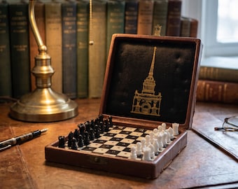Vintage Soviet Pocket Chess Set | Leningrad Admiralty Travel Peg Chess | Complete | US Shipping