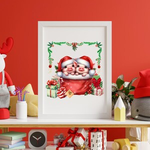 Cute Christmas Piglets, PNG, Transparent, Christmas Clipart, Digital ...