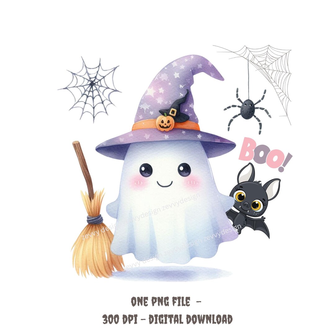 Halloween Clipart, Ghost, Cute, Bat, PNG, Transparent, Sublimation ...