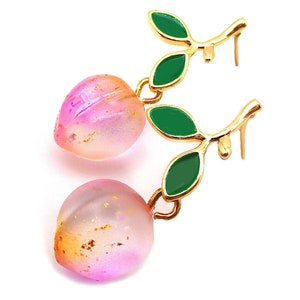 fine gold-plated earrings peach fruit &#39;HARVEST TIME&#39;