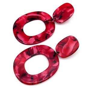 XL statement earrings colorfully scarlet red marbled color of the year &#39;BE POWERFUL&#39;