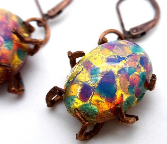 1960s True Vintage Beetle Earrings Insect Ant Cop… - image 3