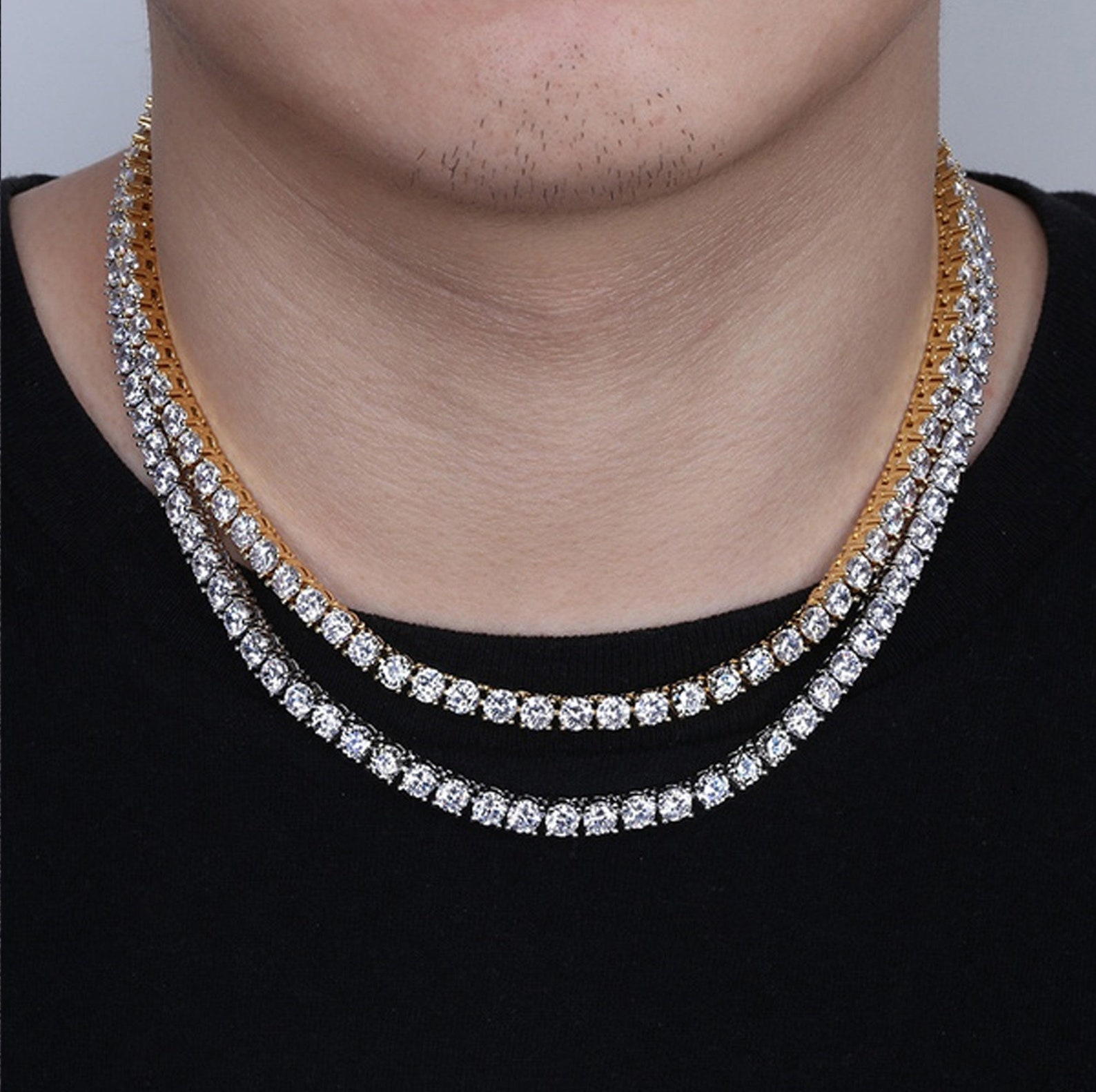 5MM Brilliant VVS Diamond Tennis Necklace Chain For Men/Women Etsy