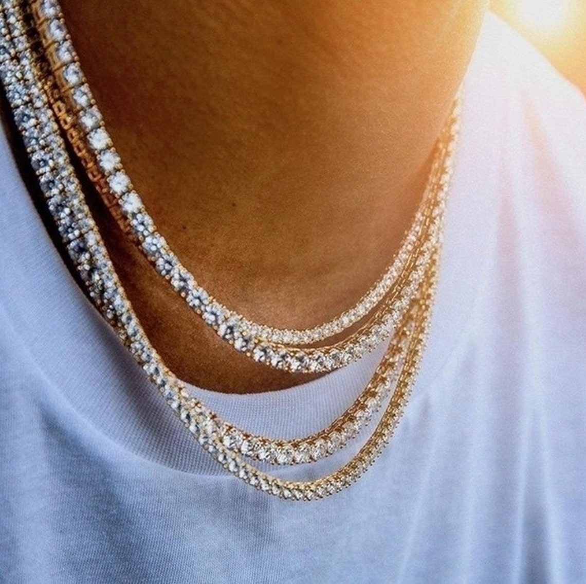 5MM Brilliant VVS Diamond Tennis Necklace Chain For Men/Women Etsy