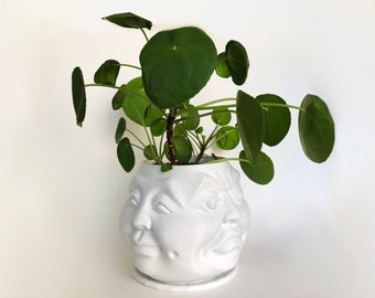 Four Faces Buddha 3D Printed Planter, Pots succulents, Jardinière yoga et méditation, jardinière intérieure, Pot de Bouddha à plusieurs visages, Minimaliste