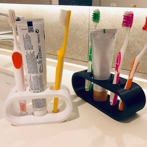 Soporte de pasta de dientes de cepillo de dientes personalizable, soporte de cepillo de dientes impreso en 3D, diseño de baño, regalo personalizado, decoración moderna y minimalista del hogar