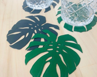 Monstera Deliciosa Leaf Coaster x6 3D Printed Customizable Unique Design Minimal Stylish Home decor Jungle Exotic Plant fashion Forrest cool
