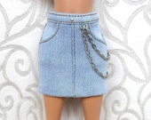 Barbie denim skirt.Denim skirt.Clothes For Barbie.Skirt for dolls.Barbie Skirt. Barbie. Denim clothing for the Barbie doll.denim