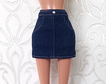 Skirt.11.5 inches.Denim skirt for doll.Clothes for dolls with standard body.Denim skirt.Clothes for dolls.Skirt for dolls