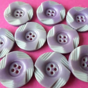 9 vintage  purple lilac casein plastic buttons 5/8&quot; dia - ideal for  crafts, scrapbooking etc