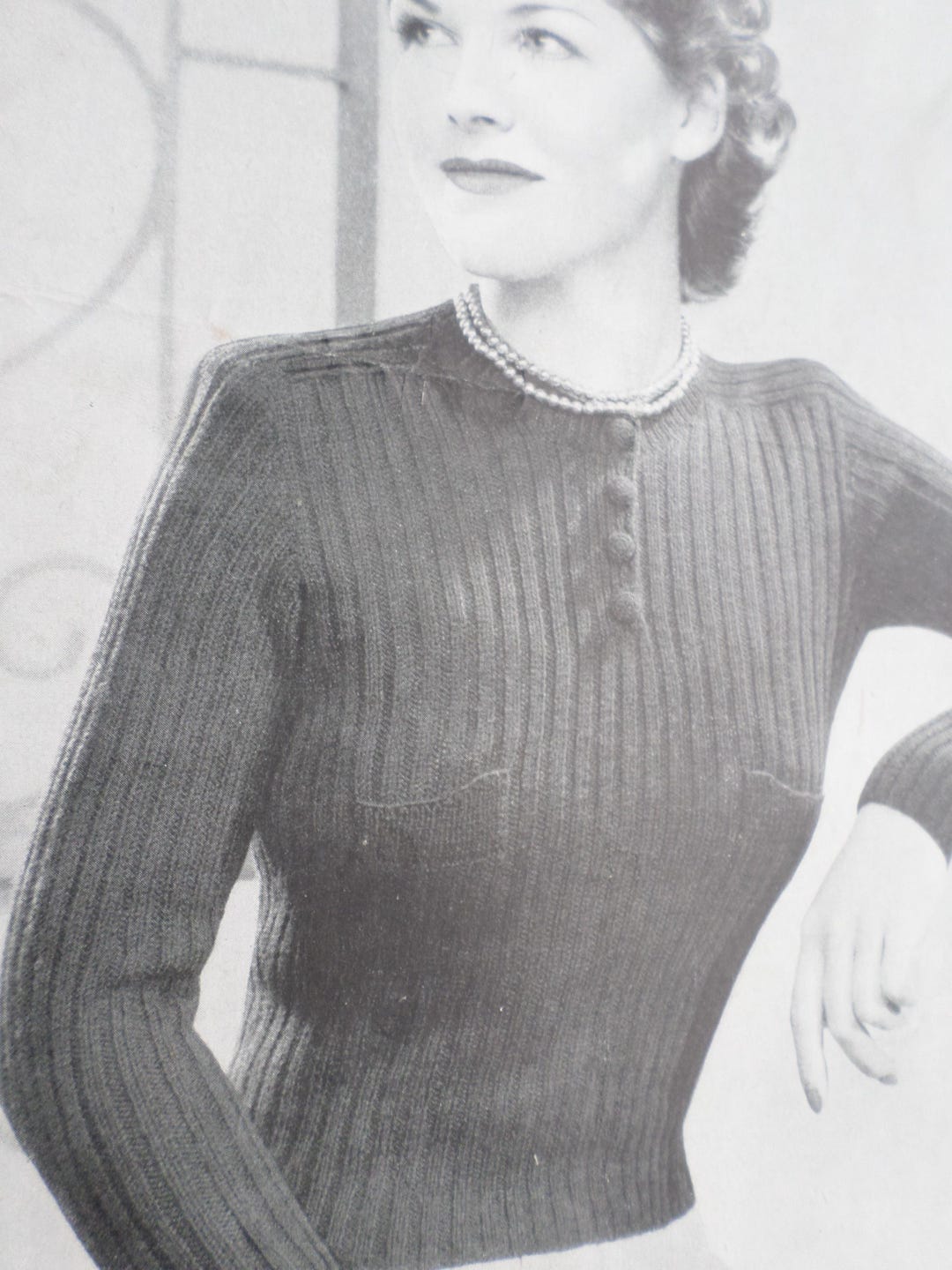 Vintage 1940's Bestway Knitting Pattern 423 Ladies Smart Ribbed Jumper ...