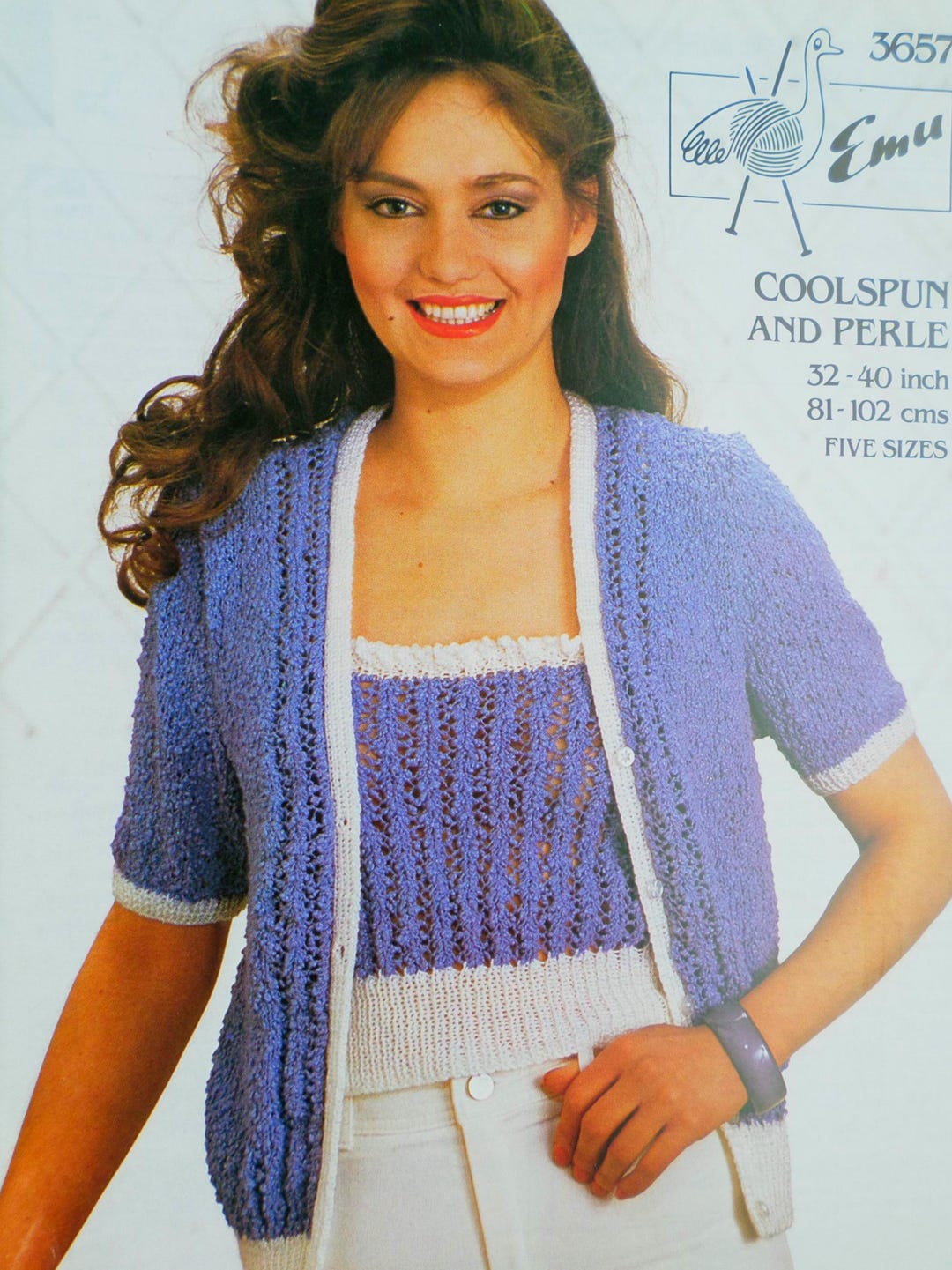 Vintage Emu 3657 Knitting Pattern Top and Cardigan Bust 32