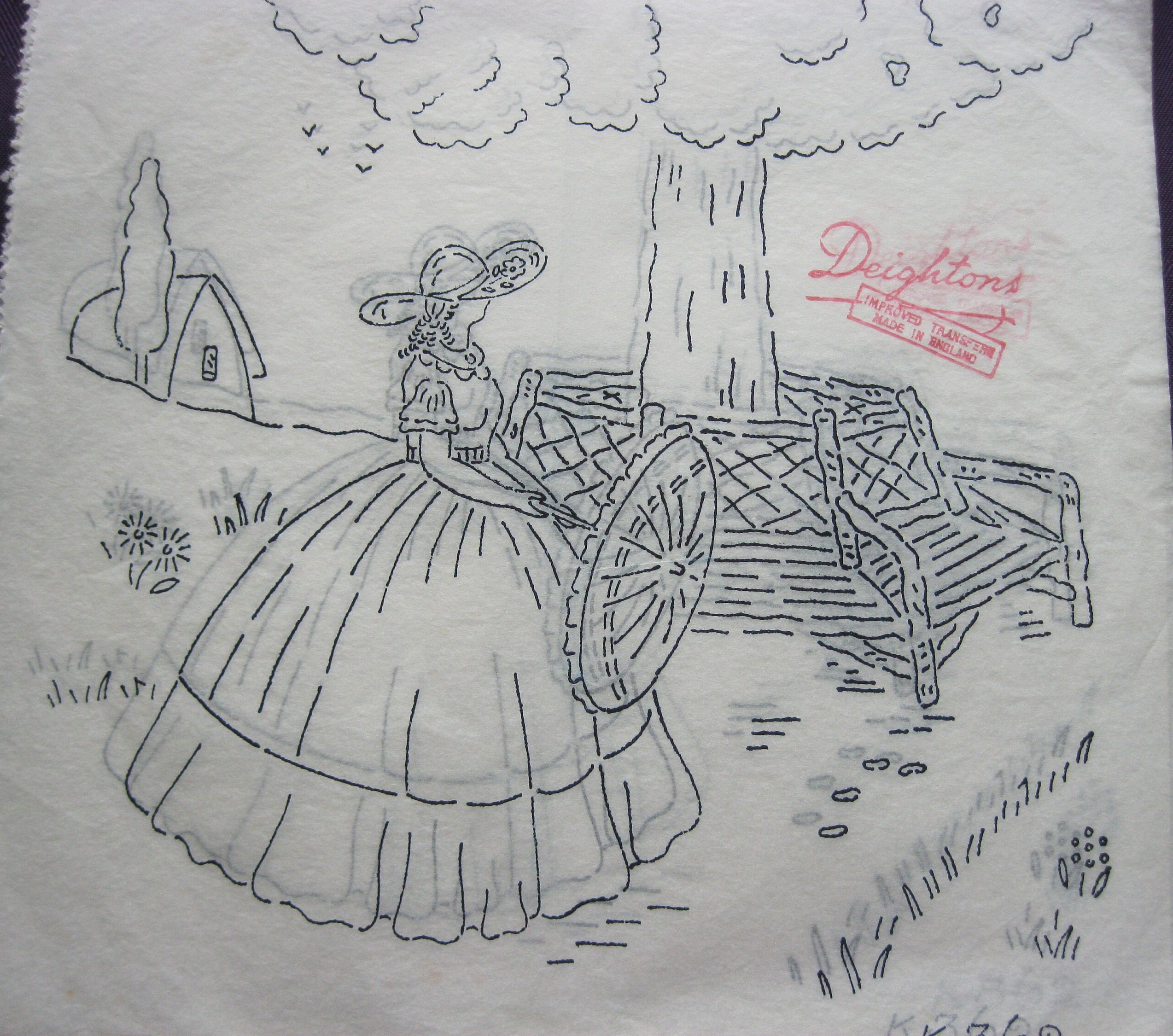 Crinoline Lady Arbor Embroidery Transfer Deighton1511 