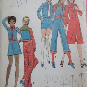 1970s Butterick Sewing Pattern 6509: Teen Jacket, Pants, Shorts, Skirt - Size 10