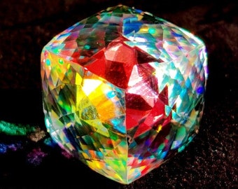 AAA MYSTIC GEMSTONE Cube Faceted 6 Side Rainbow Mystic Cube Gemstone Prefect Pendant Size Loose Mystic Topaz Gemstone