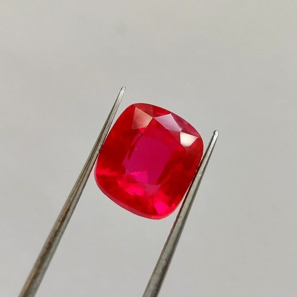 Red Ruby Imitation Loose Gemstone 9.Ct Good Quality Ruby Imitation Cushion Shape Faceted Gemstone Perfect Ring Size Jewelry Making Gemstone