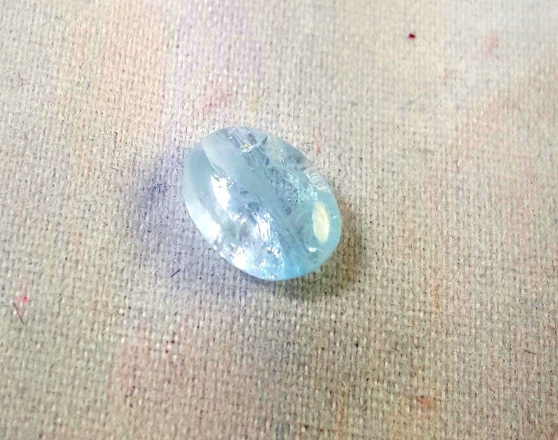 NATURAL AQUAMARINE GEMSTONE 1.65 Carat Natural Aquamarine Gemstone Perfect Ring Size Loose Gemstone Smooth Cabochon 9x7x3.25