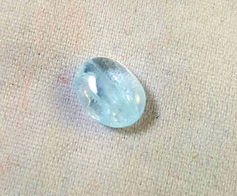 NATURAL AQUAMARINE GEMSTONE 1.65 Carat Natural Aquamarine Gemstone Perfect Ring Size Loose Gemstone Smooth Cabochon 9x7x3.25