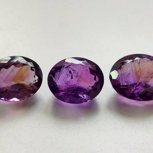 3pcs Oval Faceted Amethyst Gemstone Lot, 40 ct, Undrilled
