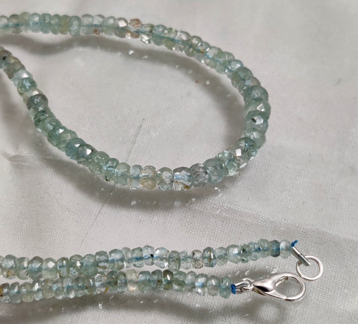 NATURAL AQUAMARINE BEADED Necklace 74ct Aquamarine Faceted Etsy
