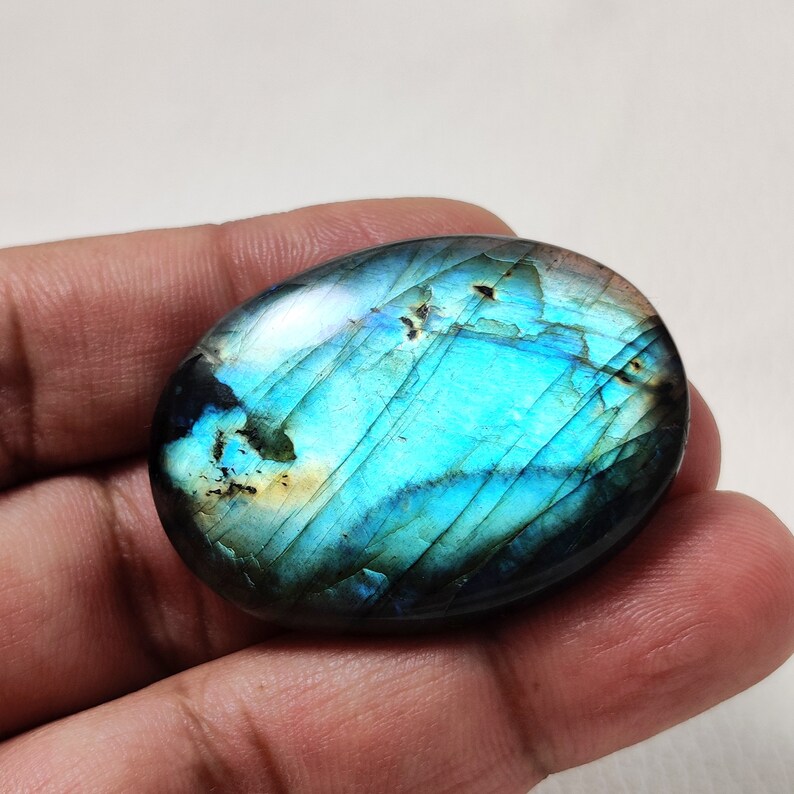 Natural Blue Labradorite Gemstone Oval Shape 85 Ct AAA Top Quality Labradorite Smooth Cabochon Perfect Pendant Size Loose Gemstone 41X30X8MM