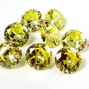Zircon GEMSTONE Top Quality Yellow Zircon Gemstone Faceted Cut Perfect Ring Size & Earring Loose Gemstone Jewelry Round Shape  15x15x7.50MM