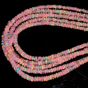 Natural Ethiopian Opal Beaded Necklace Gemstone 28 To 36 Ct Pink Electric Fire Ethiopian Opal Bead 1 Strand Necklace Opal Beads MM Size