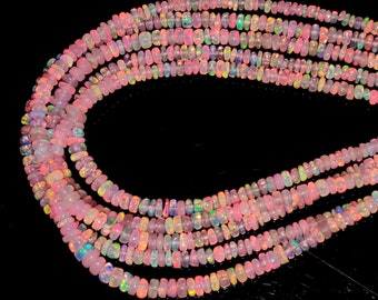 Natural Ethiopian Opal Beaded Necklace Gemstone 28 To 36 Ct Pink Electric Fire Ethiopian Opal Bead 1 Strand Necklace Opal Beads MM Size