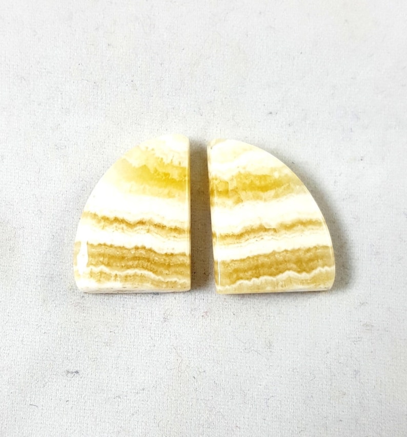 CRAZY LACE AGATE 37.75 Natural Yellow Lace Agate Gemstone Perfect Pair Earring Jewelry Making Smooth Cabochon Fancy Shape 22.50x17x5MM