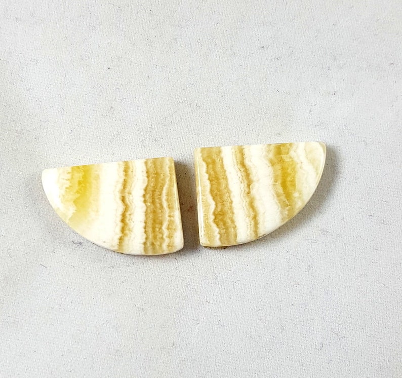 CRAZY LACE AGATE 37.75 Natural Yellow Lace Agate Gemstone Perfect Pair Earring Jewelry Making Smooth Cabochon Fancy Shape 22.50x17x5MM