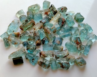 AGUAMARINA EN BRUTO, lote de 100 quilates, espécimen de aguamarina transparente de alta calidad, materia prima, aguamarina suelta, mezcla de piedras preciosas.