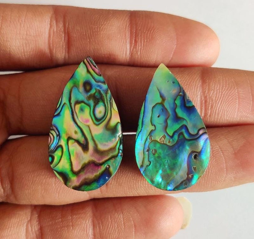 Natural Abalone Shell Pear Gemstone, Undrilled Cabochon (2 Pcs) - Etsy