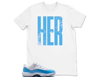 11 UNC University Blue White Low 2026 T Shirt Match Dripping HER, Jordan 11 Low University Blue Matching Sneaker
