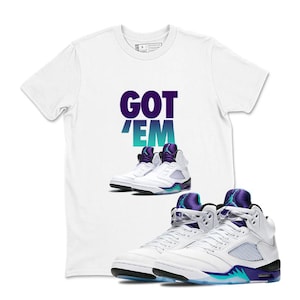 Sneaker Label Jordan 5 Grape Sneaker Matching T Shirt Purple Jordan 5 Grape T Shirt Match GOT EM, Sneaker Label Jordan 5 Grape White