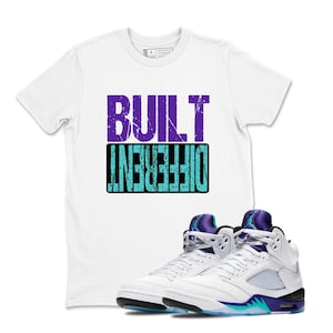 Built T-Shirt Matching Jordan 5 Grape 2025 White, Shirt To Match Jordan Retro Grape 5s, T Shirt Matching Jordan 5 Grape To Match Sneaker