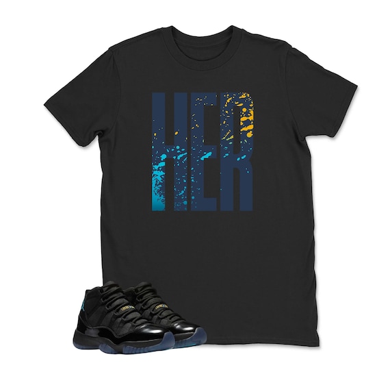 Her Jordan 11 Gamma Matching Sneaker Tee Shirt,  Jordan 11 Gama Youth & Adult T shirt, Jordan 11 Gamma Sneaker Match Hoodie