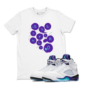 Sneakerhead TShirt Matching Jordan 5 Grape 2025 White, Shirt To Match Jordan Retro Grape 5s, TShirt Matching Jordan 5 Grape To Match Sneaker