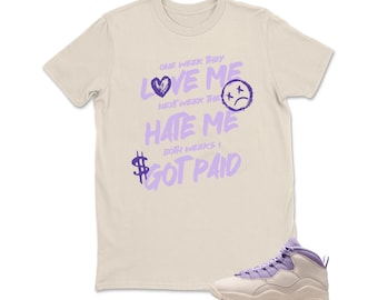 Camiseta con 10 hortensias, color tiza, uva silvestre, lavanda, aire, "I Got Paid", sudadera con capucha Jordan 10 hortensias a juego, sudadera