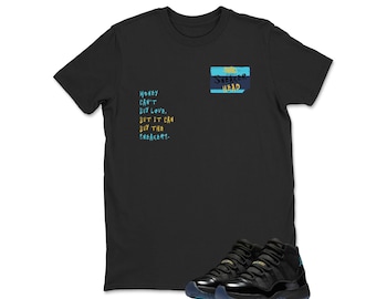 Jordan 11 Gamma Sneaker Match Tshirt Black , Jordan 11 Gamma Matching Sneaker Tee Shirt,  Jordan 11 Gama Youth & Adult T shirt,