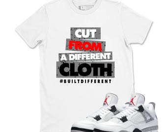 4s Retro White Cement White Black TShirt Match CLOTH Cement, Jordan 4 White Cement Sneaker Match Shirt, White  Jordan 4 Shirts