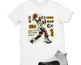 MJ Flair 23  Shirt To Match Jordan 12 TAXI, Jordan 12 Taxi Sneaker Matching Shirt, Jordan 12 TAXI Youth & Adult T shirt