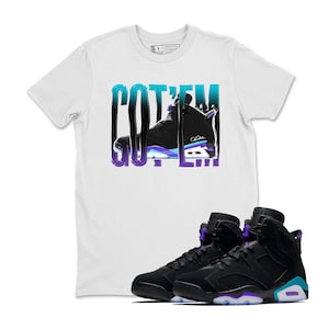 Wiggling Gotem Unisex Tee - Air Jordan 6 Aqua, Sneaker Label Jordan 6 Aqua Matching Sneaker Tee Shirt