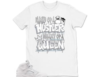 Camiseta a juego con las zapatillas Jordan 5 White Metallic 2026 Heart Of A Queen, Camiseta a juego con las zapatillas Jordan 5 White Metallic