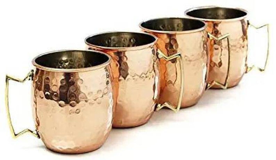 Set of Lined Moscow Mule Copper Mugs Valentine's Gift Etsy