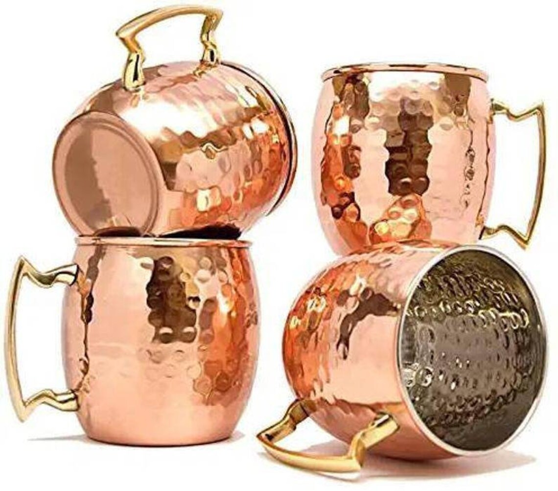 Set of Lined Moscow Mule Copper Mugs Valentine's Gift Etsy