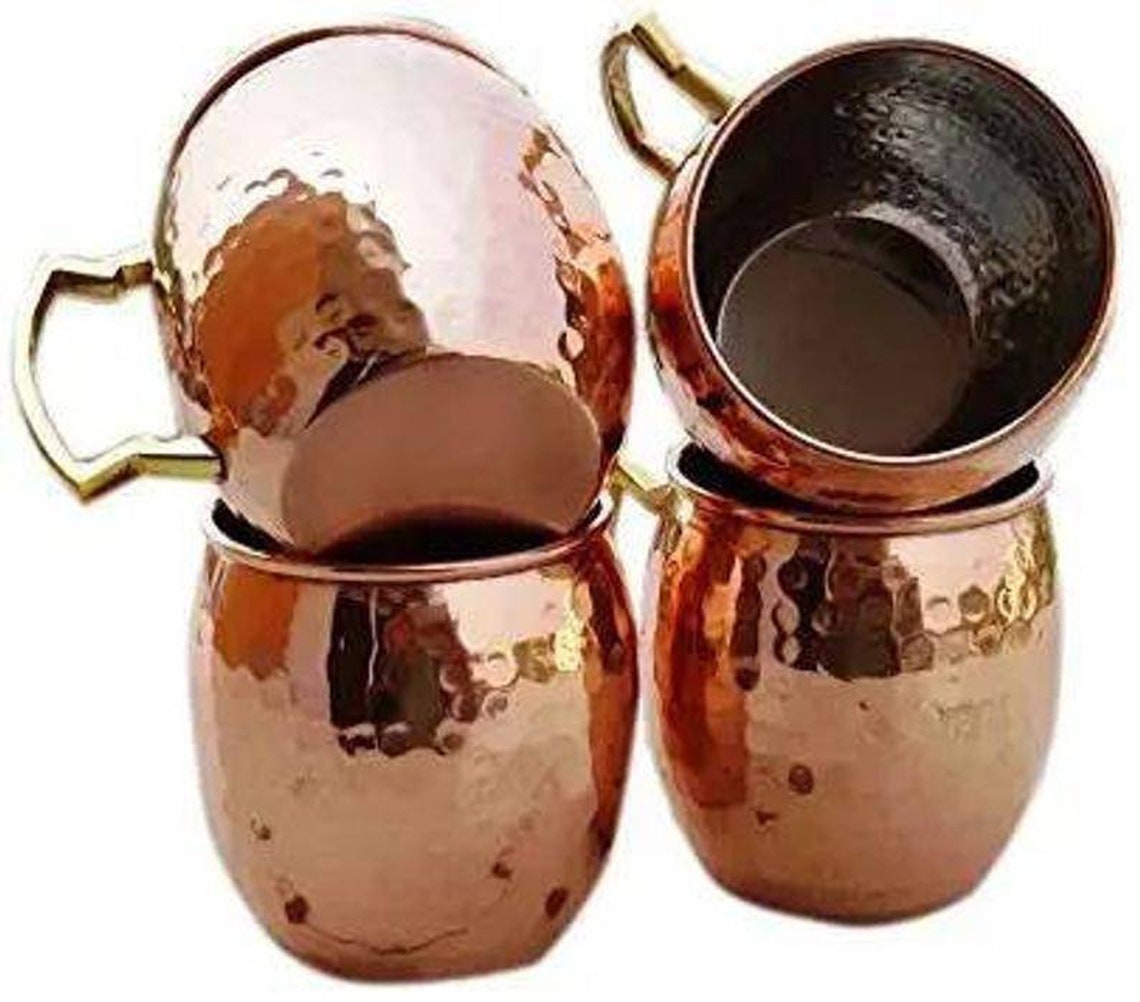 Set of Lined Moscow Mule Copper Mugs Valentine's Gift Etsy