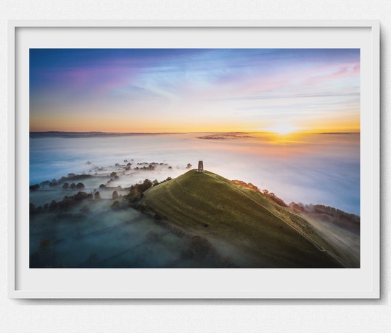 Glastonbury Tor Print - The Mists of Avalon | Drone  | Somerset  | Fine Art Print | Giclée | Luxury Print | Hahnemühle Fine Art Print