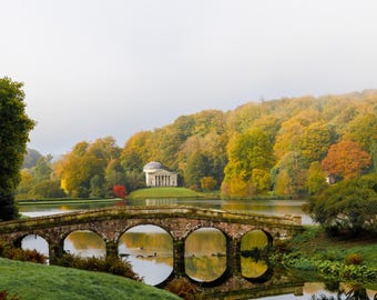 Stourhead Gardens Autumn - National Trust Wiltshire Fine Art Print.