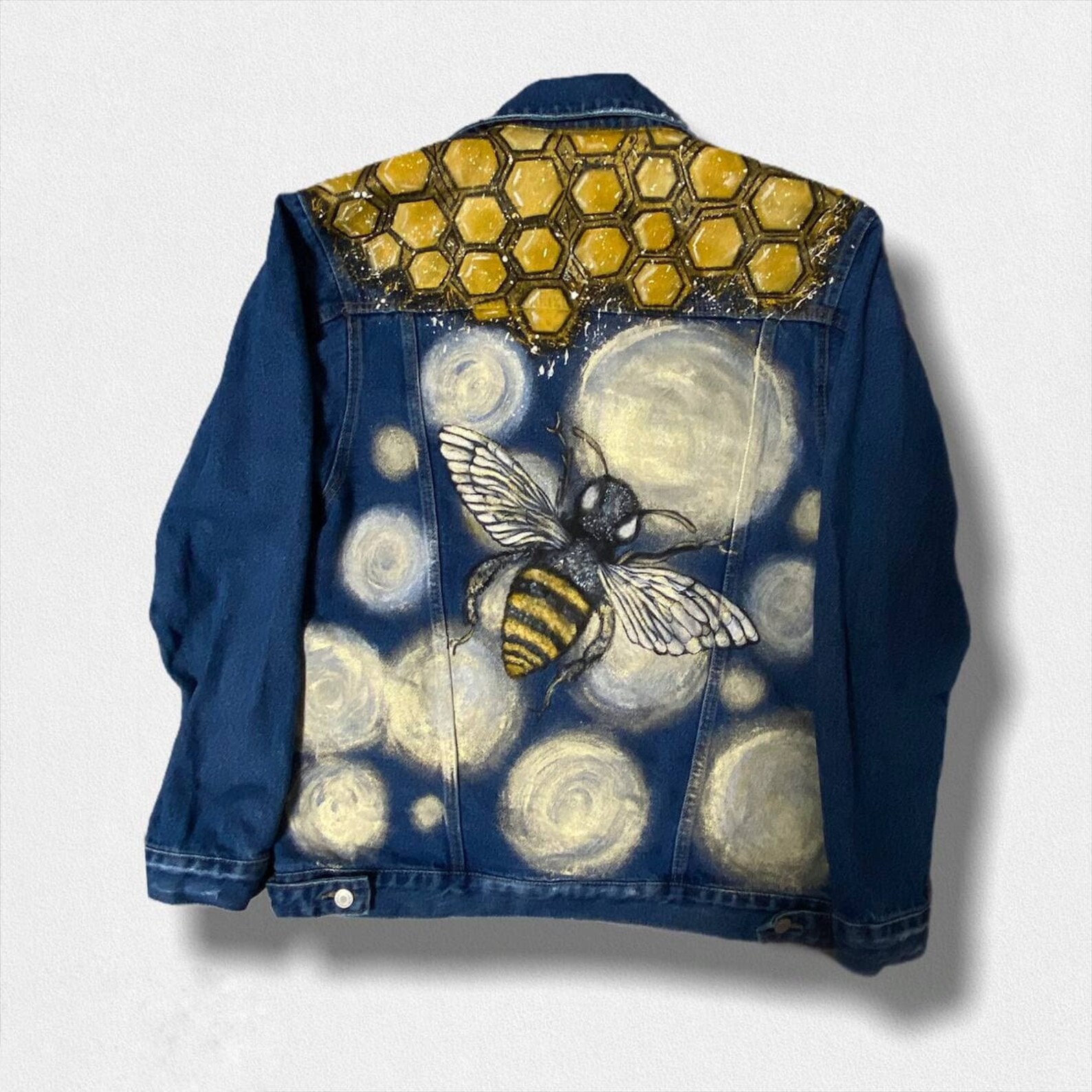 Bee Hand painted jeans jacket Custom Denim Jacket Jacket Etsy